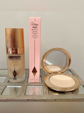 3pc CHARLOTTE TILBURY bundle! Foundation, Light Wand, & Micro Powder!